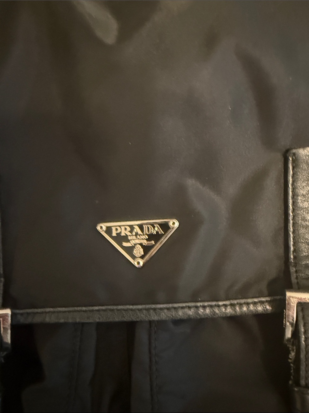 Prada Black Nylon Messenger Bag with Silver-Tone Buckles - Picture 2 of 3